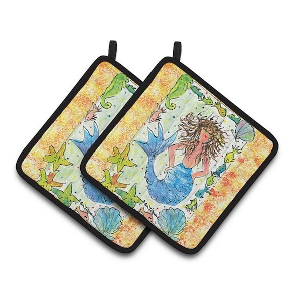Carolines Treasures Mermaid Pair of Pot Holders, 7.5 x 3 x 7.5 in. - 8082PTHD