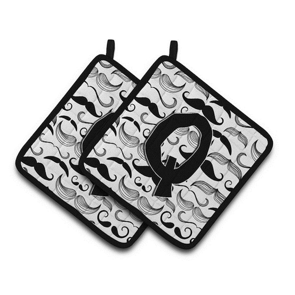 Carolines Treasures Letter Q Moustache Initial Pair of Pot Holders, 7.5 x 3 x 7.5 in. - CJ2009-QPTHD