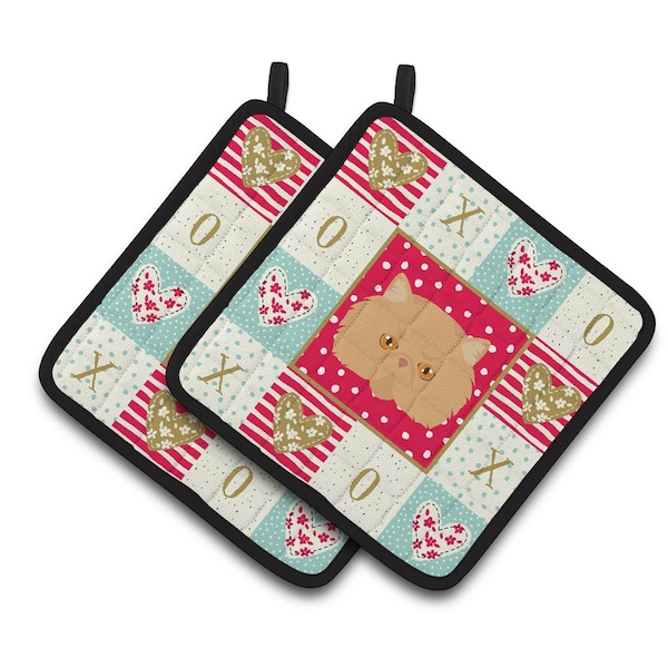 Carolines Treasures 7.5 x 7.5 in. Persian Modern Cat Love Pair of Pot Holders - CK5146PTHD