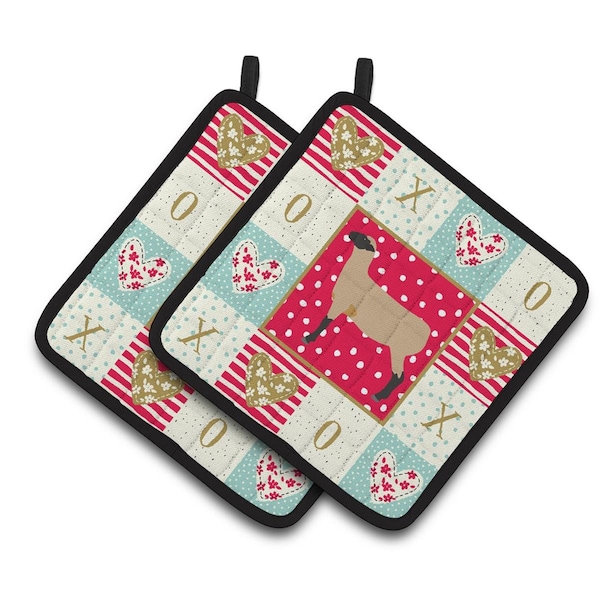 Carolines Treasures 7.5 x 7.5 in. Hampshire Down Sheep Love Pair of Pot Holders - CK5403PTHD