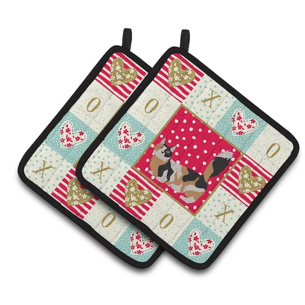 Carolines Treasures 7.5 x 7.5 in. Munchkin No.3 Cat Love Pair of Pot Holders - CK5652PTHD