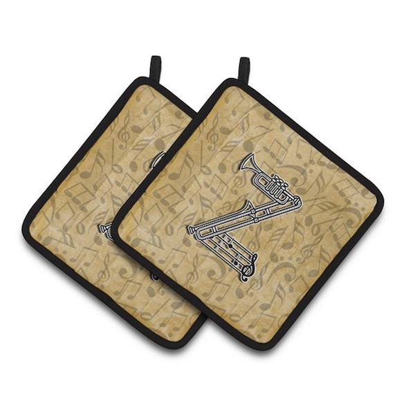 Carolines Treasures Letter Z Musical Instrument Alphabet Pair of Pot Holders, 7.5 x 3 x 7.5 in. - CJ2004-ZPTHD