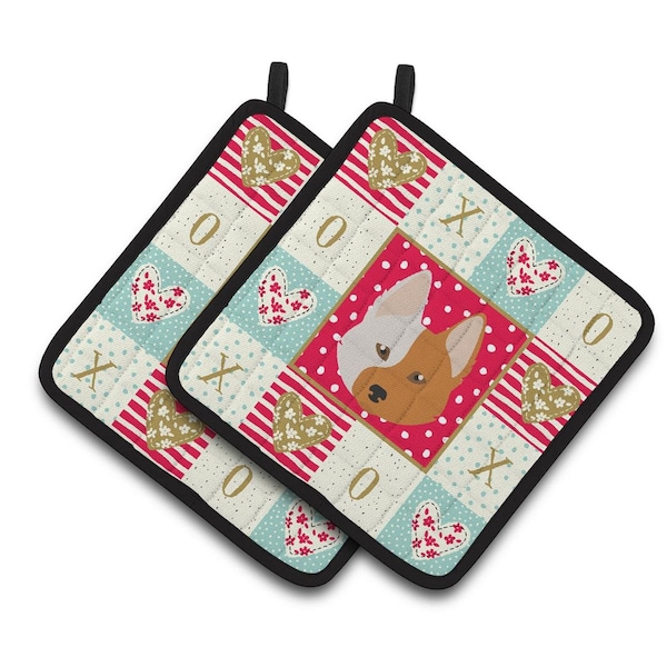 Carolines Treasures 7.5 x 7.5 in. Nordic Spitz Love Pair of Pot Holders - CK5222PTHD
