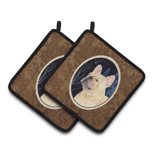 Carolines Treasures Starry Night French Bulldog Pair of Pot Holders, 7.5 x 3 x 7.5 in. - SS8441PTHD