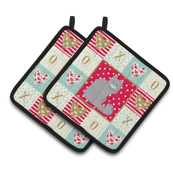 Carolines Treasures 7.5 x 7.5 in. Norwegian Forest Cat Love Pair of Pot Holders - CK5772PTHD