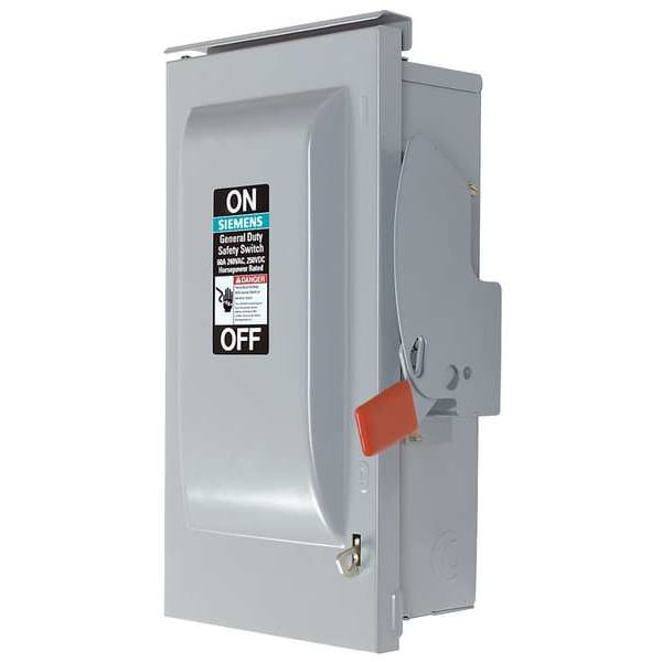 Interruptor de seguridad Siemens con fusible de un solo tiro, deber general, 240VAC, 3PST, 60 - GF322NR