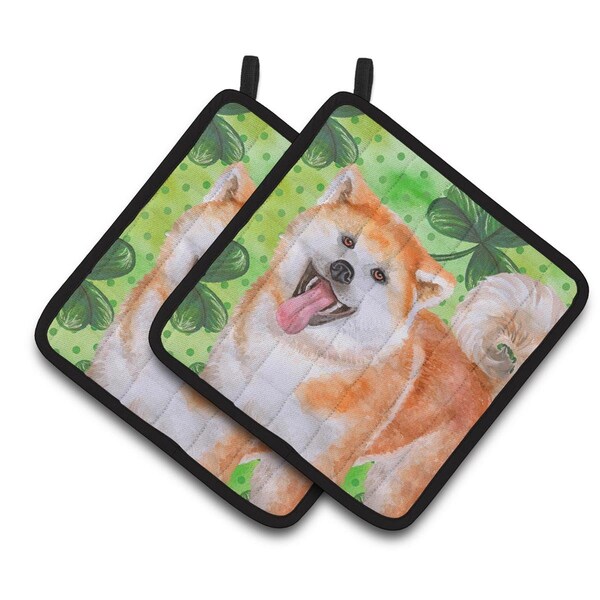 Carolines Treasures Akita St.Patricks Pair of Pot Holders - BB9877PTHD