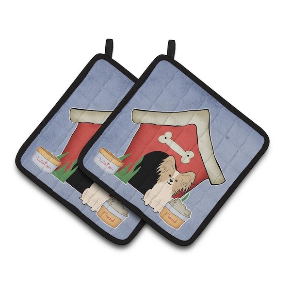 Carolines Treasures Dog House Collection Papillon Sable White Pair of Pot Holders - BB2831PTHD
