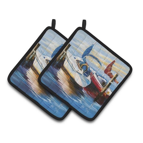 Carolines Treasures Symmetry Sailboats Pair of Pot Holders, 7.5 x 3 x 7.5 in. - JMK1242PTHD
