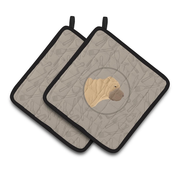 Carolines Treasures Shar Pei In the Kitchen Pair of Pot Holders - CK2209PTHD