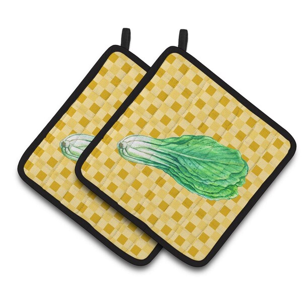 Carolines Treasures Mustard on Basketweave Pair of Pot Holders - BB7204PTHD