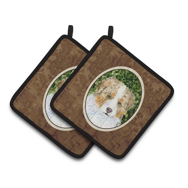 Carolines Treasures Australian Shepherd Pair of Pot Holders, 7.5 x 3 x 7.5 in. - SS8732PTHD