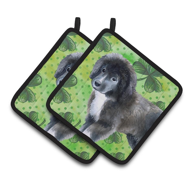 Carolines Treasures Newfoundland Puppy St.Patricks Pair of Pot Holders - BB9873PTHD