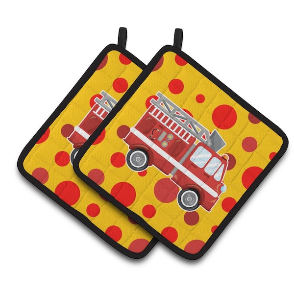Carolines Treasures Firemans Firetruck Pair of Pot Holders - BB6998PTHD