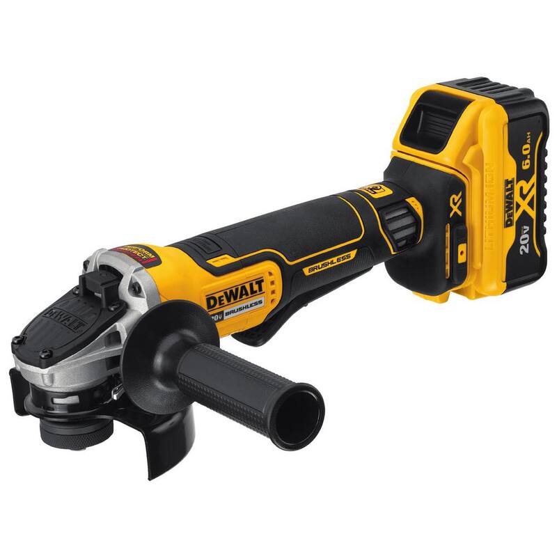 DEWALT 20V Max XR Amoladora Angular Pequeña Inalámbrica sin Escobillas de 4.5 in. con Interruptor de Paleta con (2) Baterías 20V 6Ah y Powerstack 5Ah - DCG413R2WCBP520.