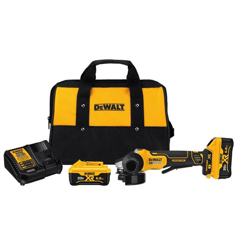 DEWALT 20V Max XR Amoladora Angular Pequeña Inalámbrica sin Escobillas de 4.5 in. con Interruptor de Paleta con (2) Baterías 20V 6Ah y Powerstack 5Ah - DCG413R2WCBP520.