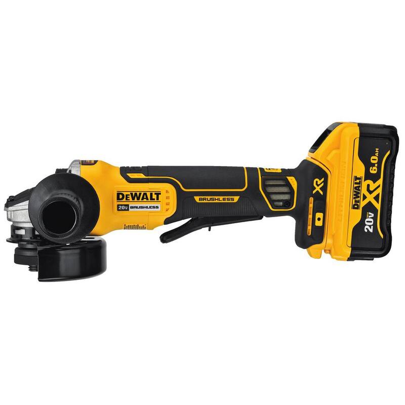 DEWALT 20V Max XR Amoladora Angular Pequeña Inalámbrica sin Escobillas de 4.5 in. con Interruptor de Paleta con (2) Baterías 20V 6Ah y Powerstack 5Ah - DCG413R2WCBP520.