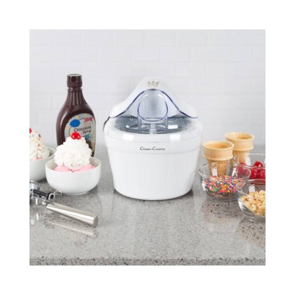 Hastings Home Ice Cream Maker, Sorbet, Frozen Yogurt Dessert Machine, 1-quart Capacity with Included Recipes, White - 133169NLX