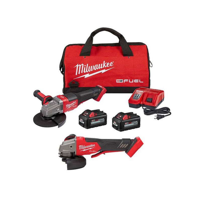 Milwaukee M18 FUEL Amoladora inalámbrica sin escobillas de 18 voltios con interruptor de paleta y kit de amoladora sin escobillas de 4-1/2 pulgadas/6 pulgadas - 2980-22-2888-20