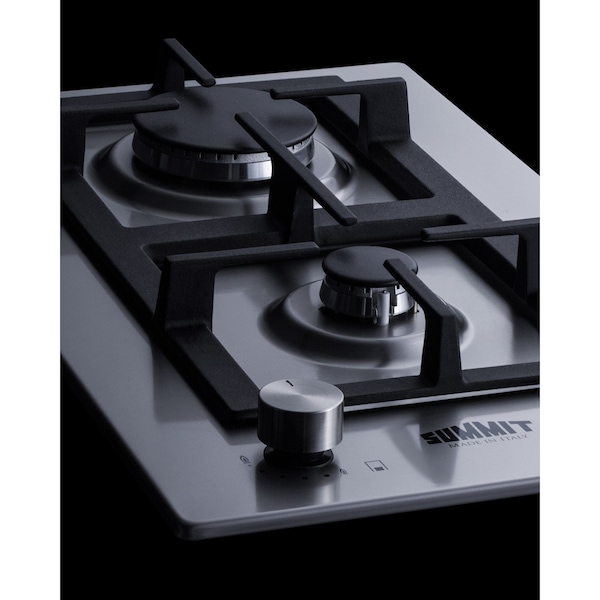 Summit 12" Wide 2-Burner Gas Cooktop In Stainless Steel - GCJ2SS