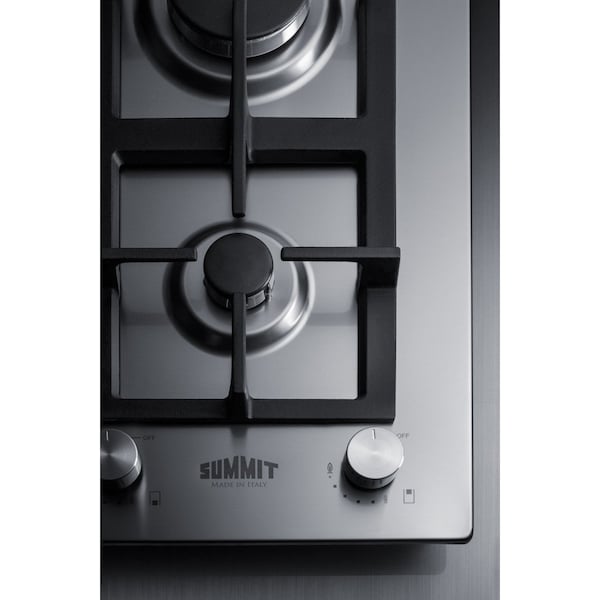 Summit 12" Wide 2-Burner Gas Cooktop In Stainless Steel - GCJ2SS