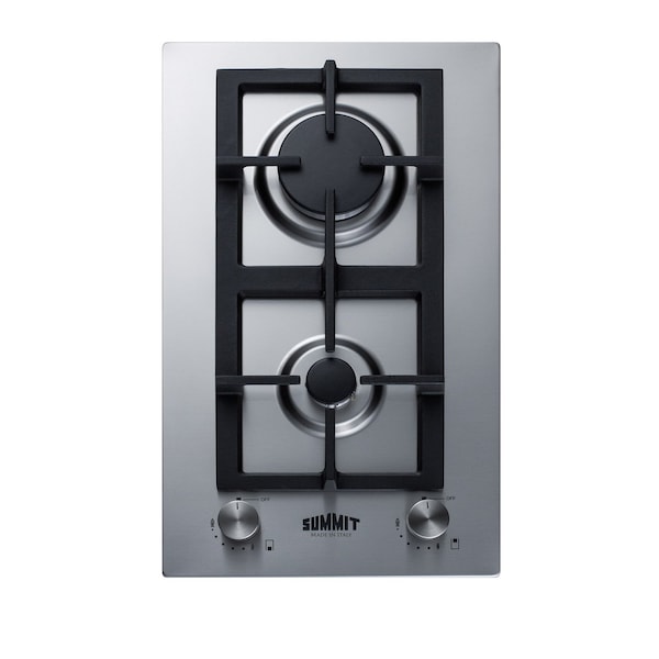 Summit 12" Wide 2-Burner Gas Cooktop In Stainless Steel - GCJ2SS