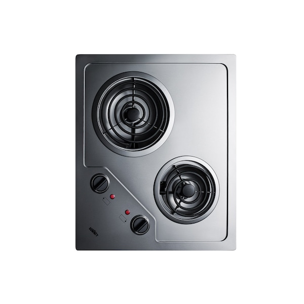 Summit 21" Wide 230V 2-Burner Coil Cooktop - CR2B224S