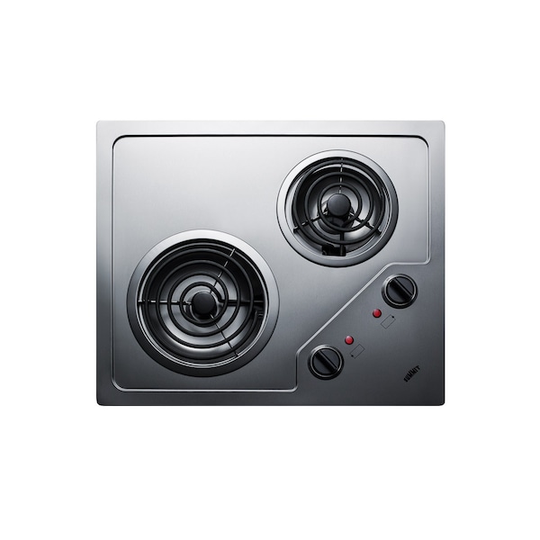 Summit 21" Wide 230V 2-Burner Coil Cooktop - CR2B224S