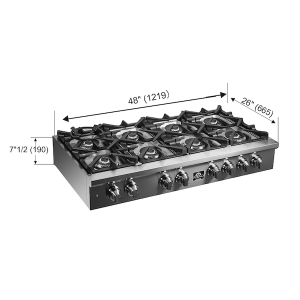 Forno SPEZIA ALTA QUALITA 48In. PRO-STYLE GAS RANGETOP - FCTGS5751-48