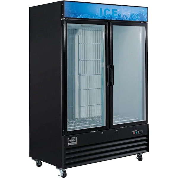 Nexel Ice Merchandiser, 2 Swing Glass Doors, 45 Cu. Ft. - D1.2BM2F-ICE-HC