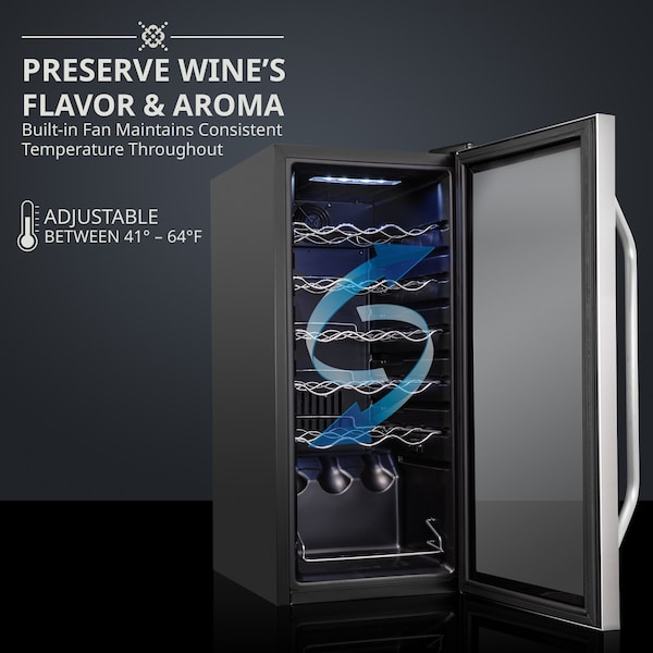 Ivation 18-Bottle Compressor Freestanding Wine Cooler Refrigerator - Stainless Steel - IVFWCC181WSS