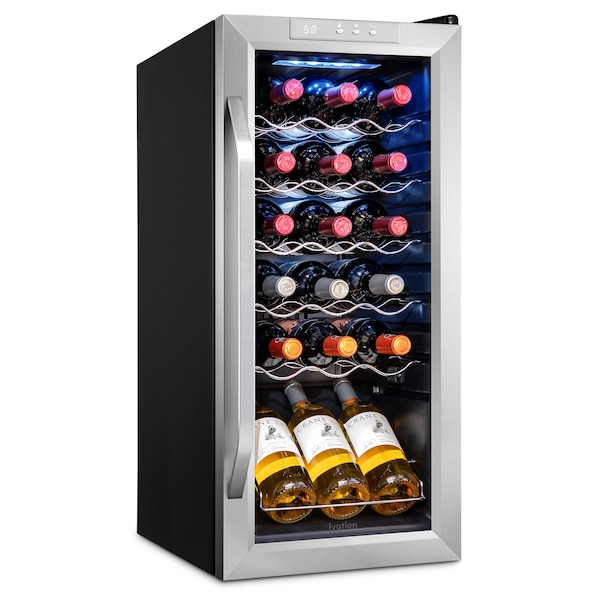 Ivation 18-Bottle Compressor Freestanding Wine Cooler Refrigerator - Stainless Steel - IVFWCC181WSS