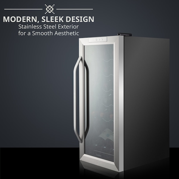 Ivation 18-Bottle Compressor Freestanding Wine Cooler Refrigerator - Stainless Steel - IVFWCC181WSS