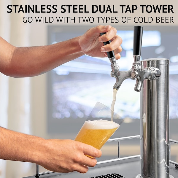 Ivation 4.9 cu. ft. 20 in. Dual Tap Stainless Steel Beer Kegerator - IVBKADT491SS