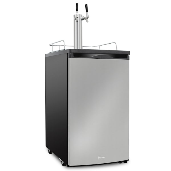 Ivation 4.9 cu. ft. 20 in. Dual Tap Stainless Steel Beer Kegerator - IVBKADT491SS