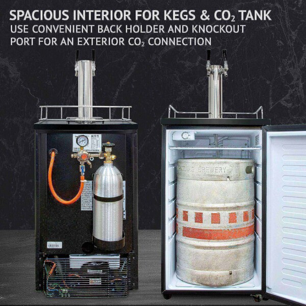 Ivation 4.9 cu. ft. 20 in. Dual Tap Stainless Steel Beer Kegerator - IVBKADT491SS