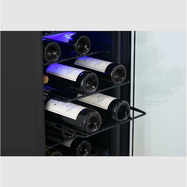 Edgestar 15 Inch Wide 25 Bottle BuiltIn Single Zone Wine Cooler with Reversible Door and LED Lighting - BWR301BL