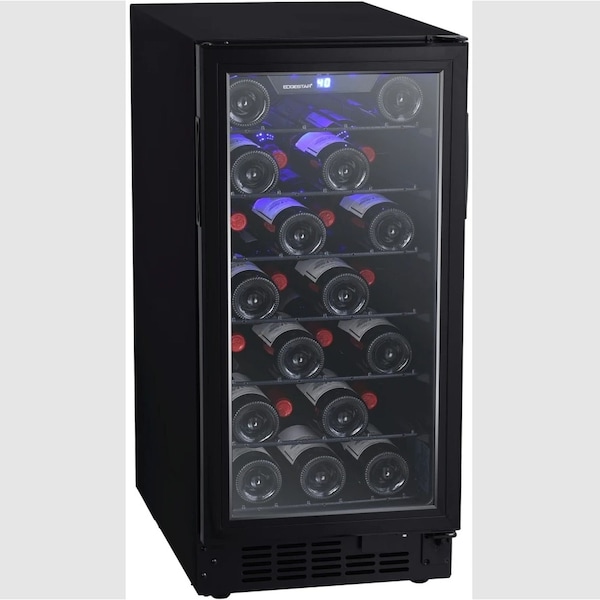 Edgestar 15 Inch Wide 25 Bottle BuiltIn Single Zone Wine Cooler with Reversible Door and LED Lighting - BWR301BL