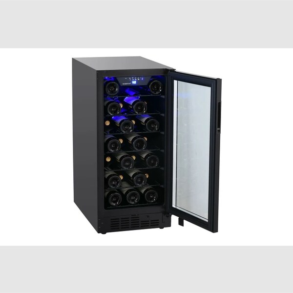 Edgestar 15 Inch Wide 25 Bottle BuiltIn Single Zone Wine Cooler with Reversible Door and LED Lighting - BWR301BL