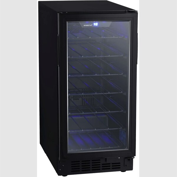 Edgestar 15 Inch Wide 25 Bottle BuiltIn Single Zone Wine Cooler with Reversible Door and LED Lighting - BWR301BL