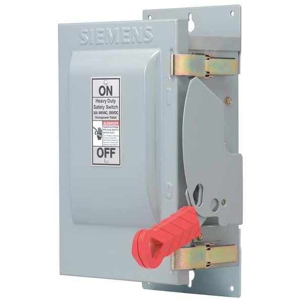 Interruptor de seguridad Siemens con fusible, servicio pesado, 600V AC, 3PST, 30 A, NEMA 12 - HF361J