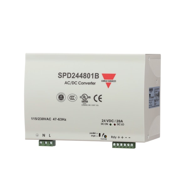 Carlo Gavazzi Power Supply Module, 90 to 264V AC, 48V DC, 480W, 10A, DIN Rail - SPD484801B