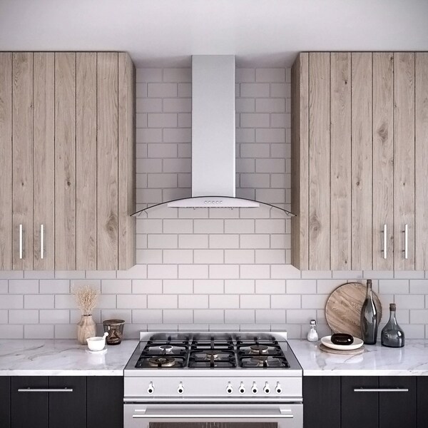 Streamline 36 in. Gasperi Convertible Wall Mount 220 CFM Range Hood in Brushed Stainless Steel - T-8227-1-CL