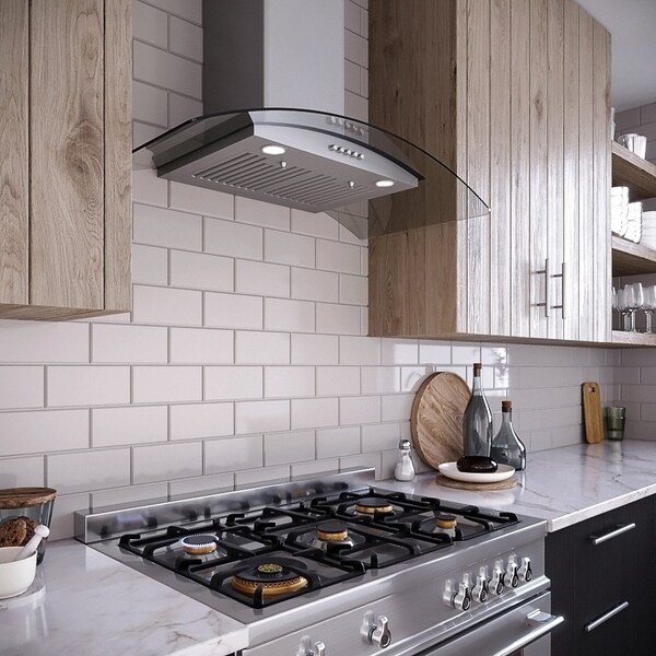 Streamline 36 in. Gasperi Convertible Wall Mount 220 CFM Range Hood in Brushed Stainless Steel - T-8227-1-CL
