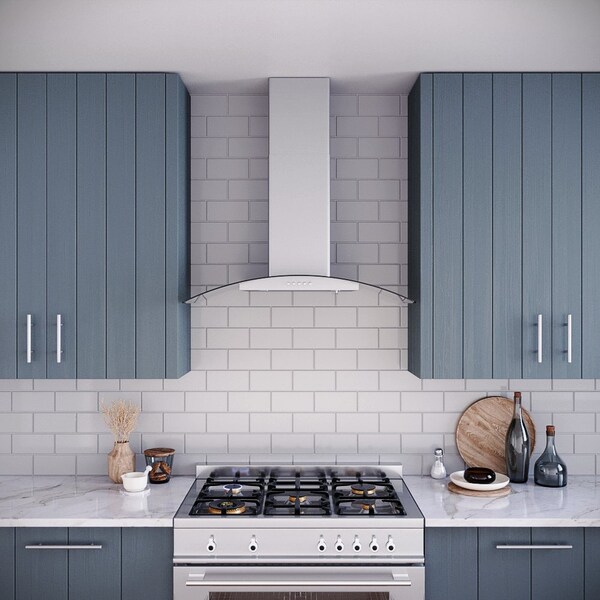 Streamline 36 in. Alfonso Convertible Wall Mount 220 CFM Range Hood in Brushed Stainless Steel - T-8065-1-CL