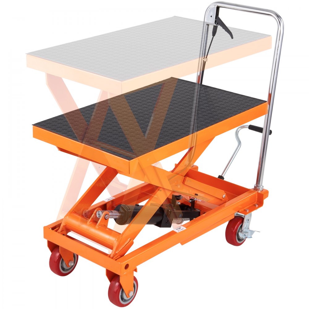 VEVOR Hydraulic Lift Table Cart, 1100lbs Capacity 35.4" Lifting Height, Manual Single Scissor Lift Table with 4 Wheels and Non-slip Pad, Hydraulic Scissor Cart for Material Handling and Transportation - DJYYSJPTCCS5J6HCSV0