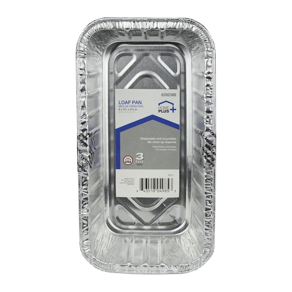 Home Plus Durable Foil 3-3/4 in. W X 8 in. L Loaf Pan Silver , 3PK - D51030
