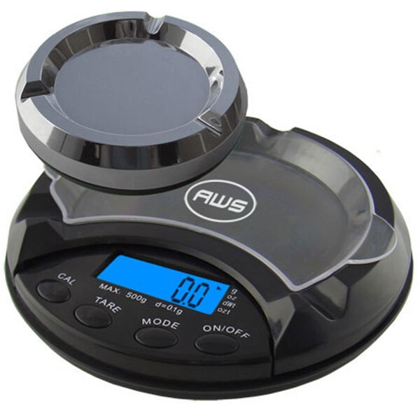 American Weigh Scales 100 x 0.01G AMW Ashtray Scale with Backlit LCD Display - ATS-100-PL