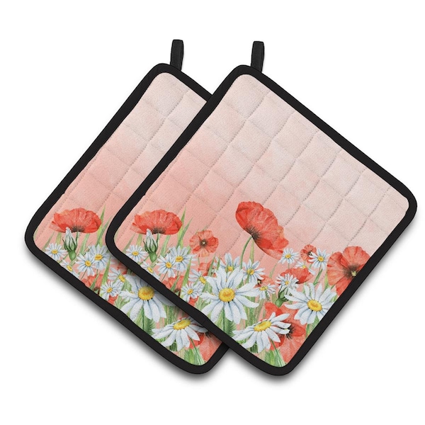 Carolines Treasures Poppies & Chamomiles Pair of Pot Holders - BB7448PTHD