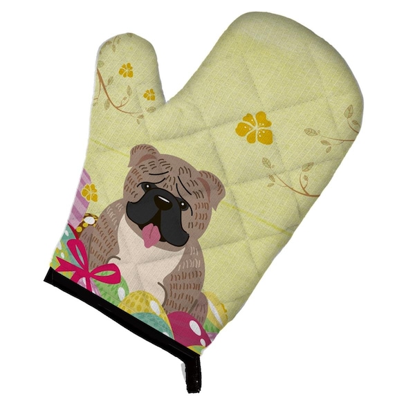 Carolines Treasures Easter Eggs English Bulldog Grey Brindle Oven Mitt - BB6126OVMT